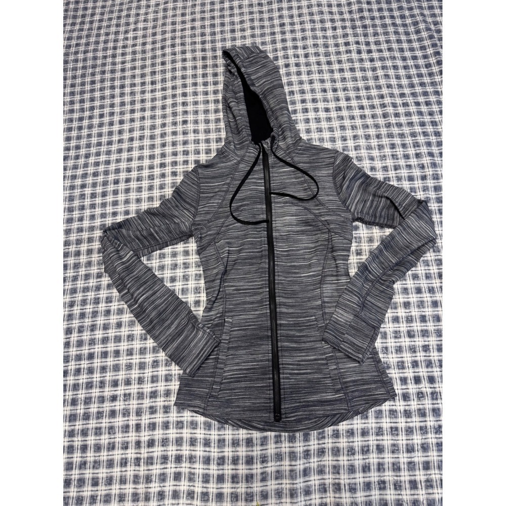 Lululemon Define Jacket Hooded Space Dye Grey White Full Zip Size 4